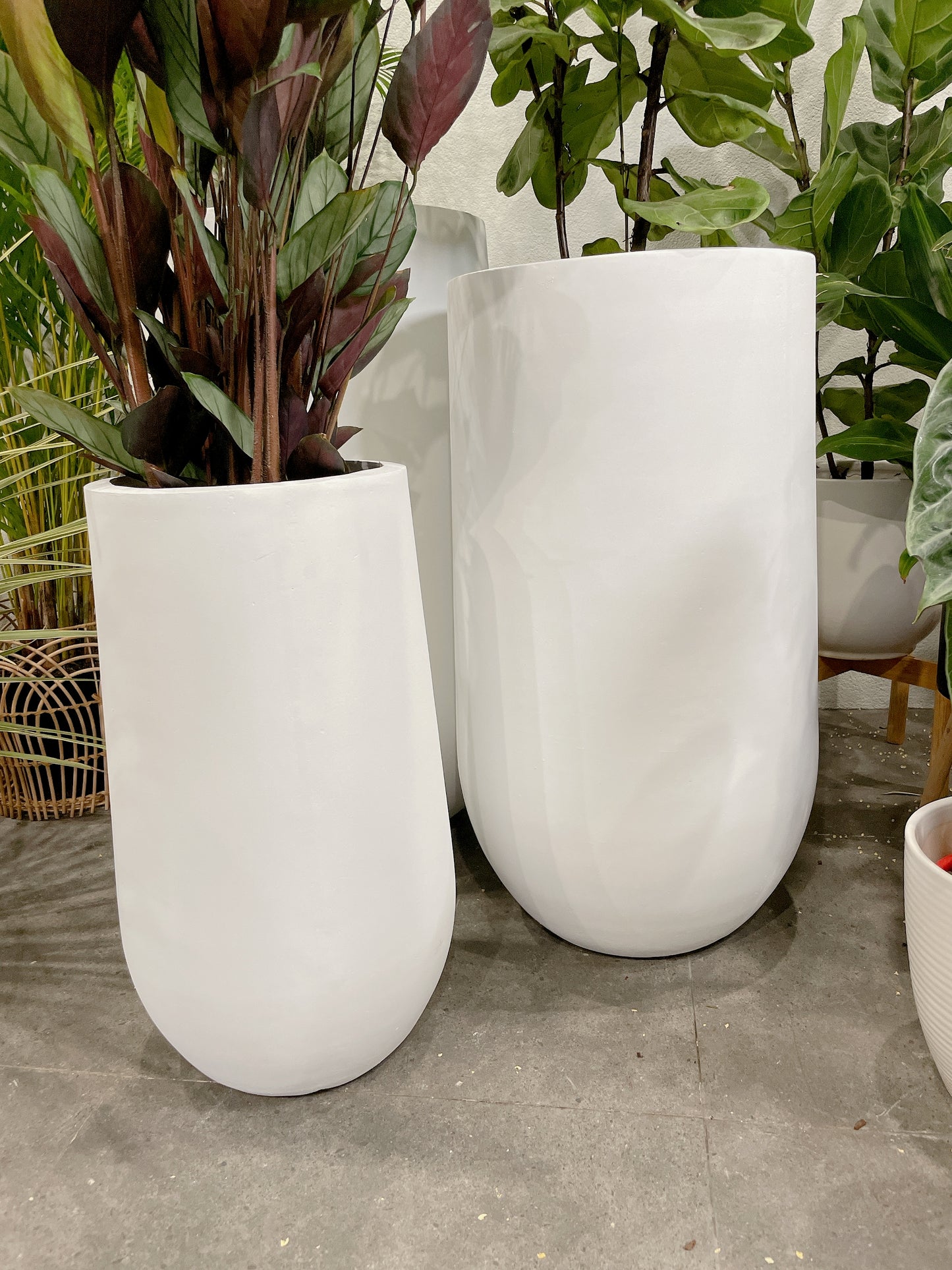 Extra large jumbo size set of 3 Sorrento white pot indoor tall pots planter home&commercial decor