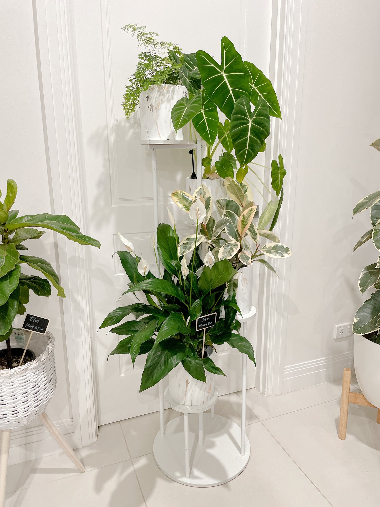 1.23m tall plant stand timber metal stand pot holder round base STAND ONLY PLANTS NOT INCLUDED
