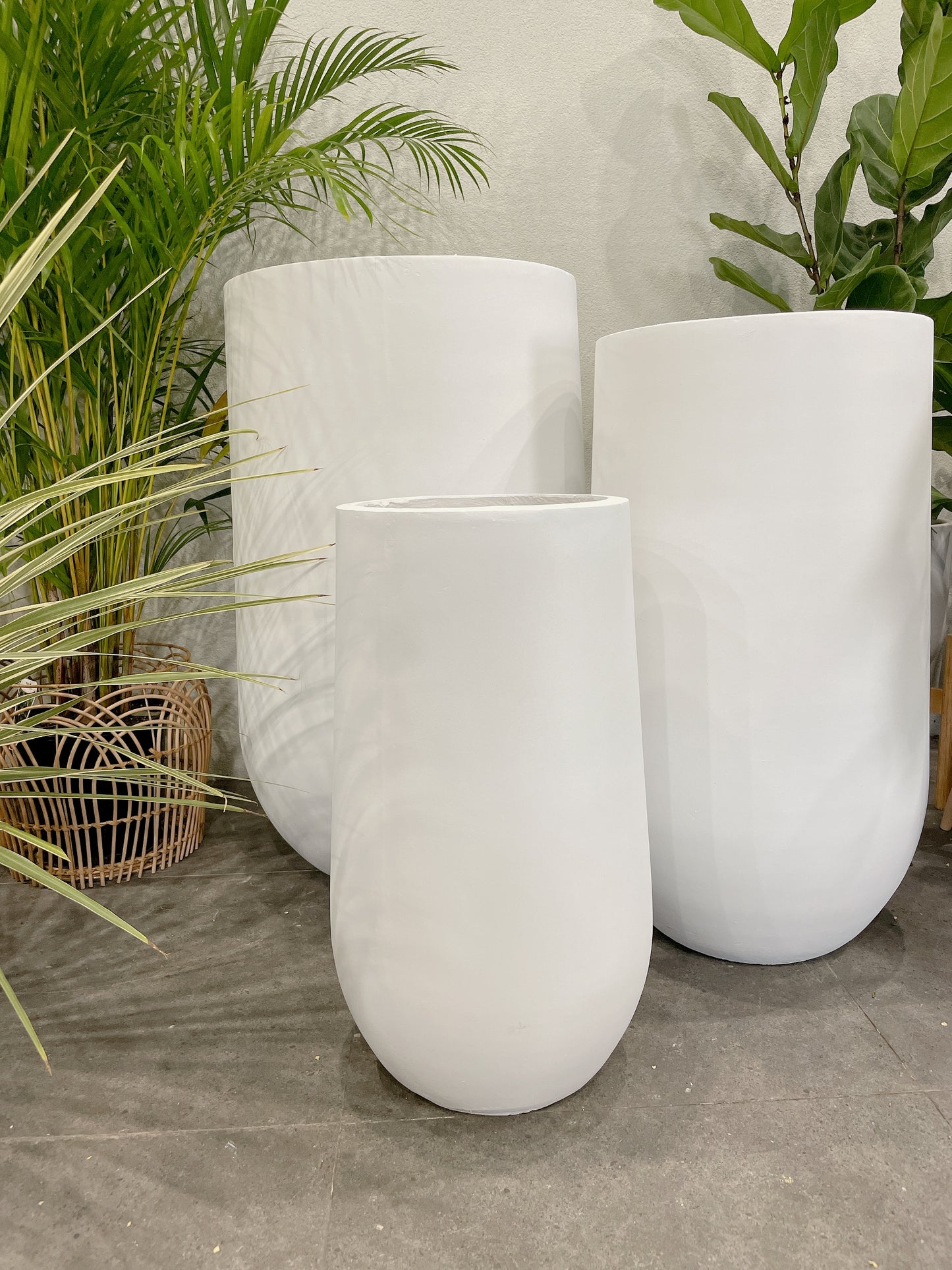 Extra large jumbo size set of 3 Sorrento white pot indoor tall pots planter home&commercial decor