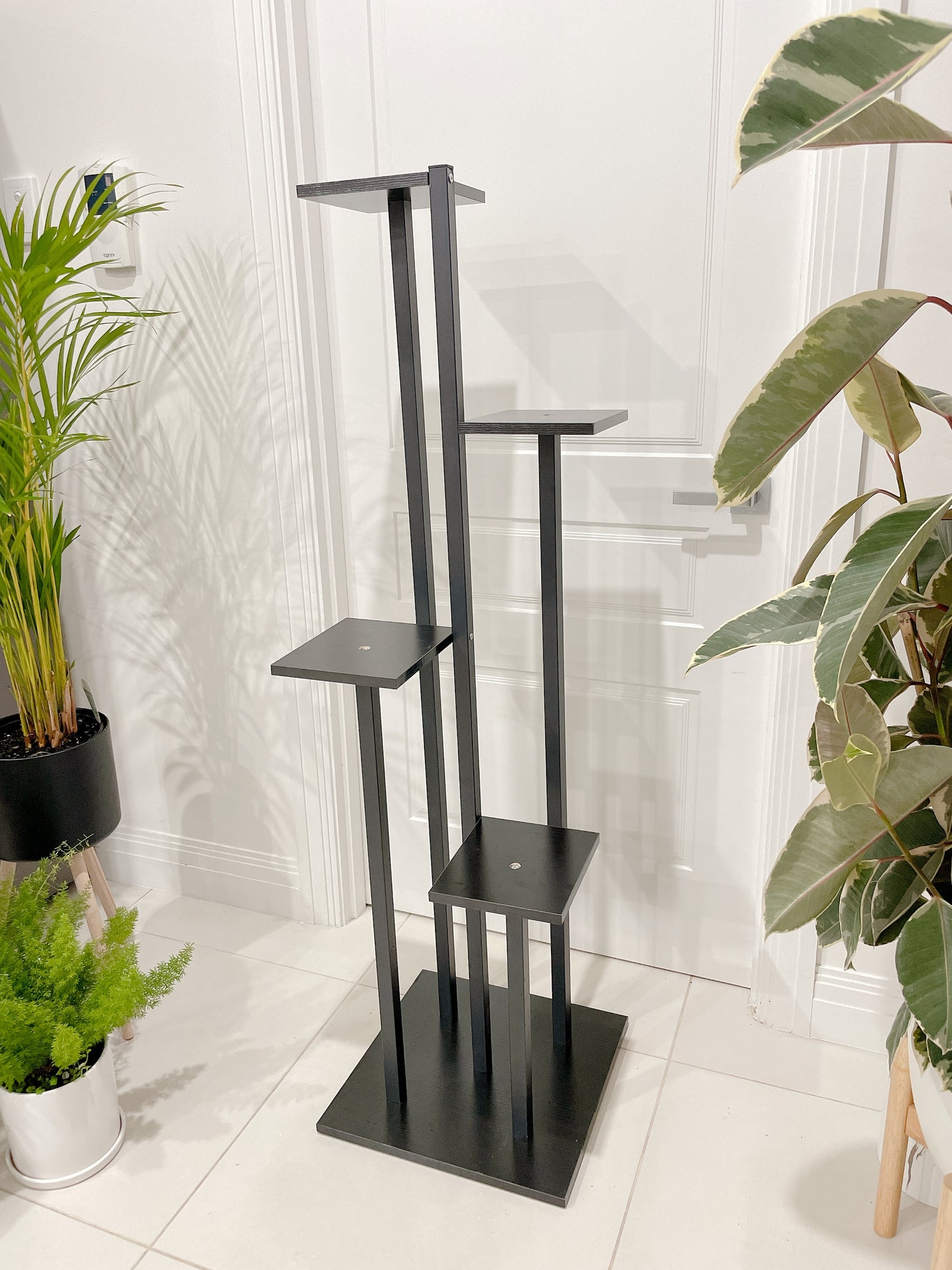 1.37m tall Black heavy timber wood plant stand holder shelving STAND ONLY POTS PLANTS NOT INCLUDED