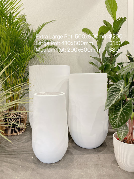 Extra large jumbo size set of 3 Sorrento white pot indoor tall pots planter home&commercial decor